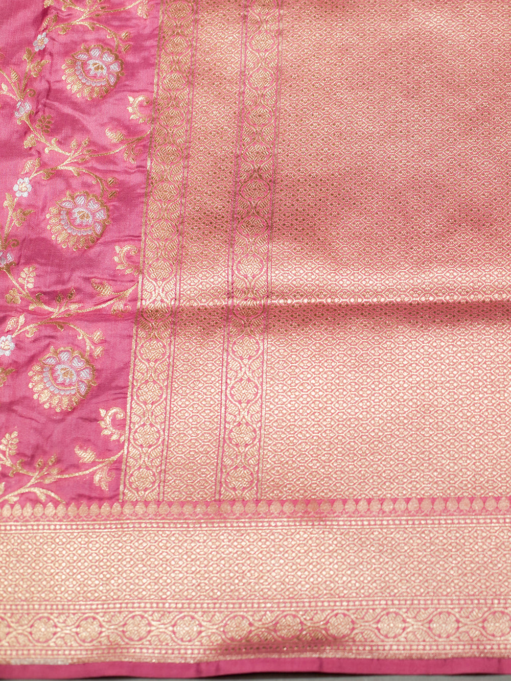 Handwoven Pink Banarasi katan Silk Saree
