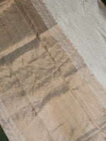 Handwoven Cream Banarasi Mashru Silk Saree