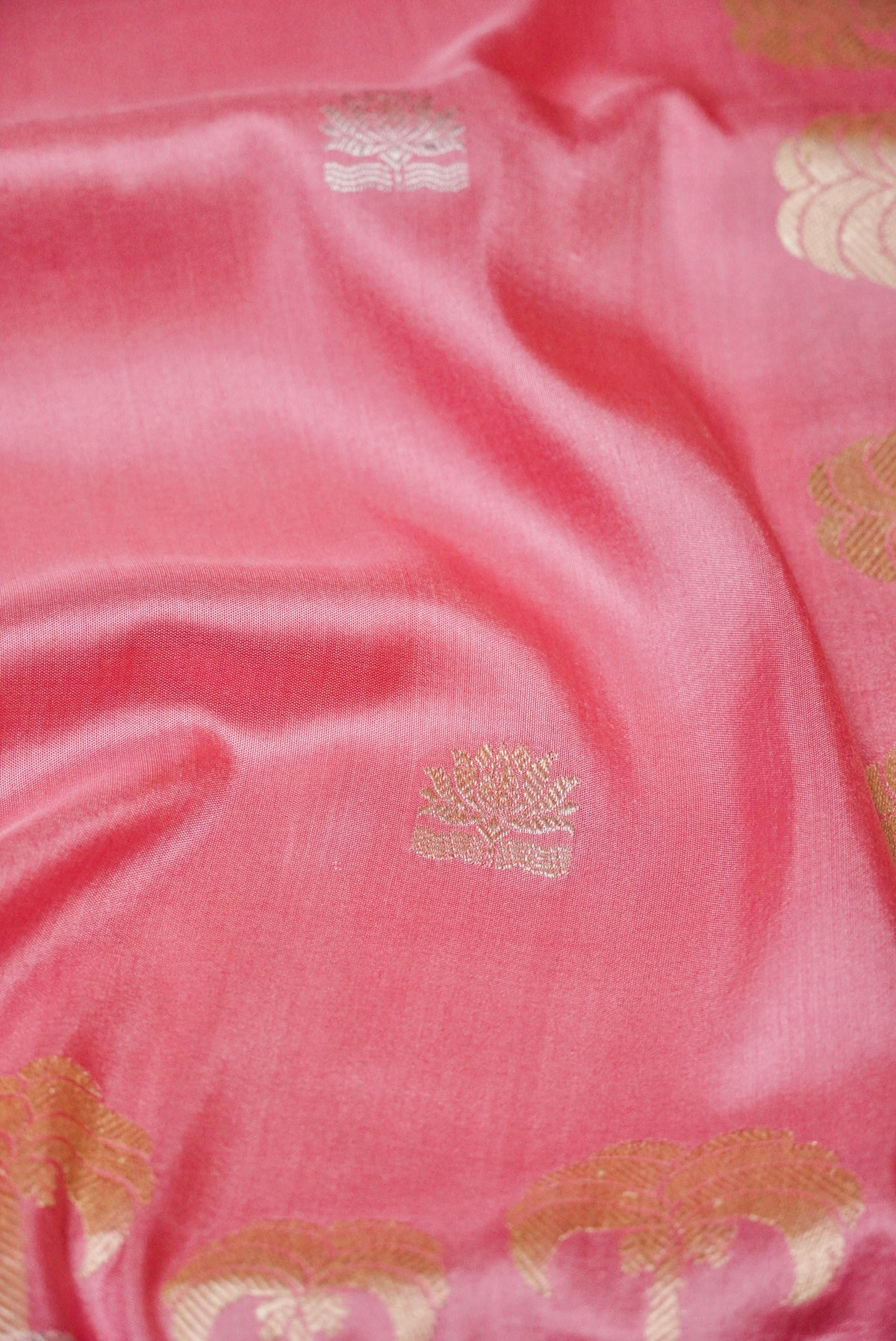 Handwoven Pink Banarasi Handloom Tussar Silk Saree