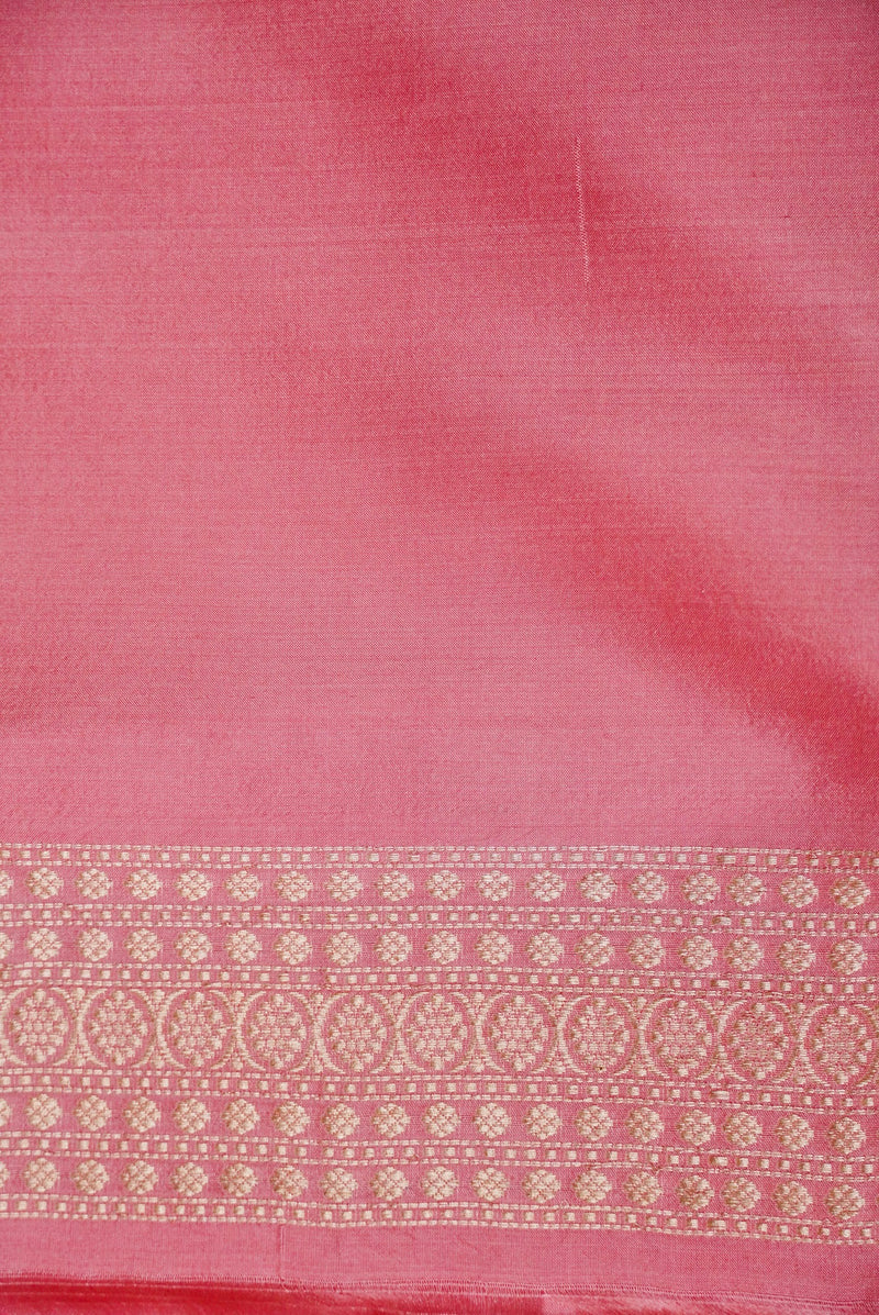 Handwoven Pink Banarasi Handloom Tussar Silk Saree