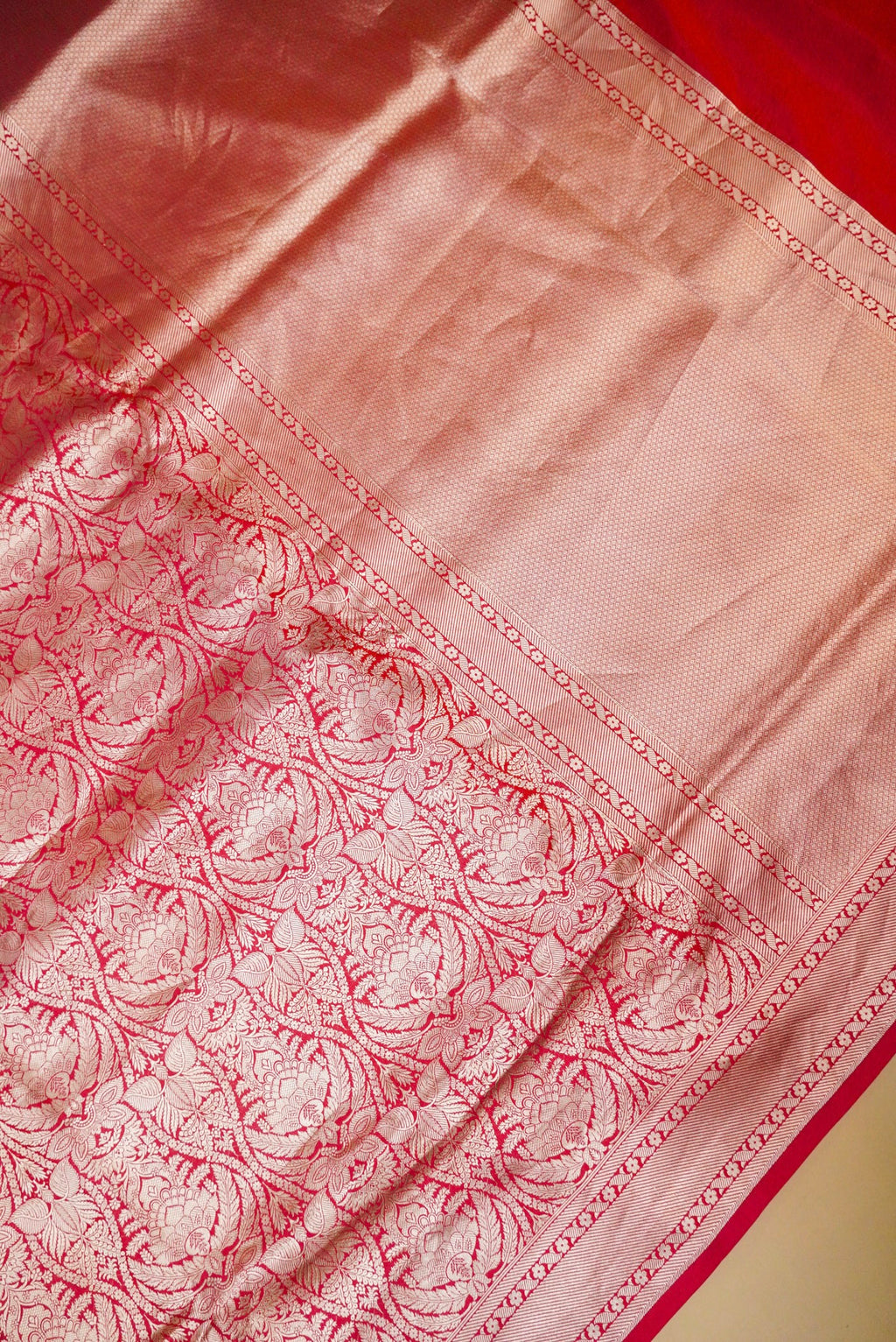 Handwoven Red Banarasi Katan Soft Silk Saree