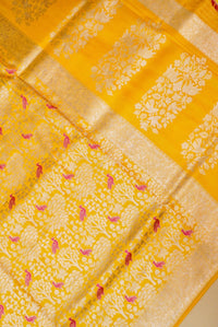 Handwoven Yellow Banarasi Katan Soft Silk Saree