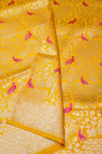 Handwoven Yellow Banarasi Katan Soft Silk Saree