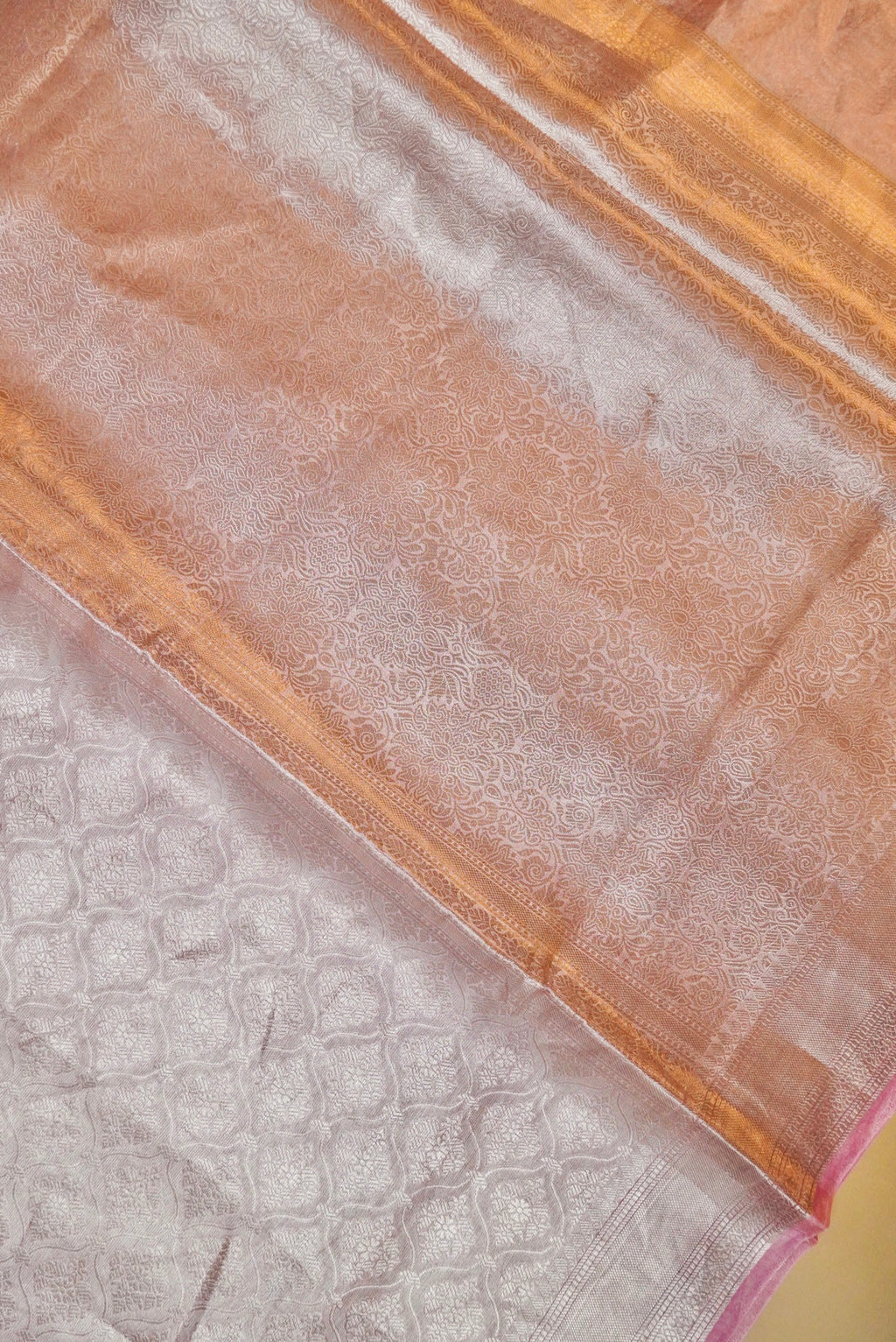 Handwoven Pink Banarasi Tissue Silk Saree