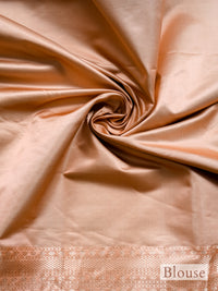 Handwoven Rose Gold Banarasi Mashru Katan Silk Saree