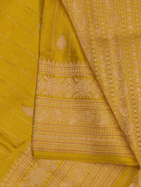 Handwoven Lemon Yellow Banarasi Mashru Silk Saree