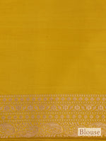 Handwoven Lemon Yellow Banarasi Mashru Silk Saree