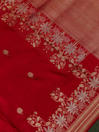 Handwoven Red Banarasi Muslin Silk Saree