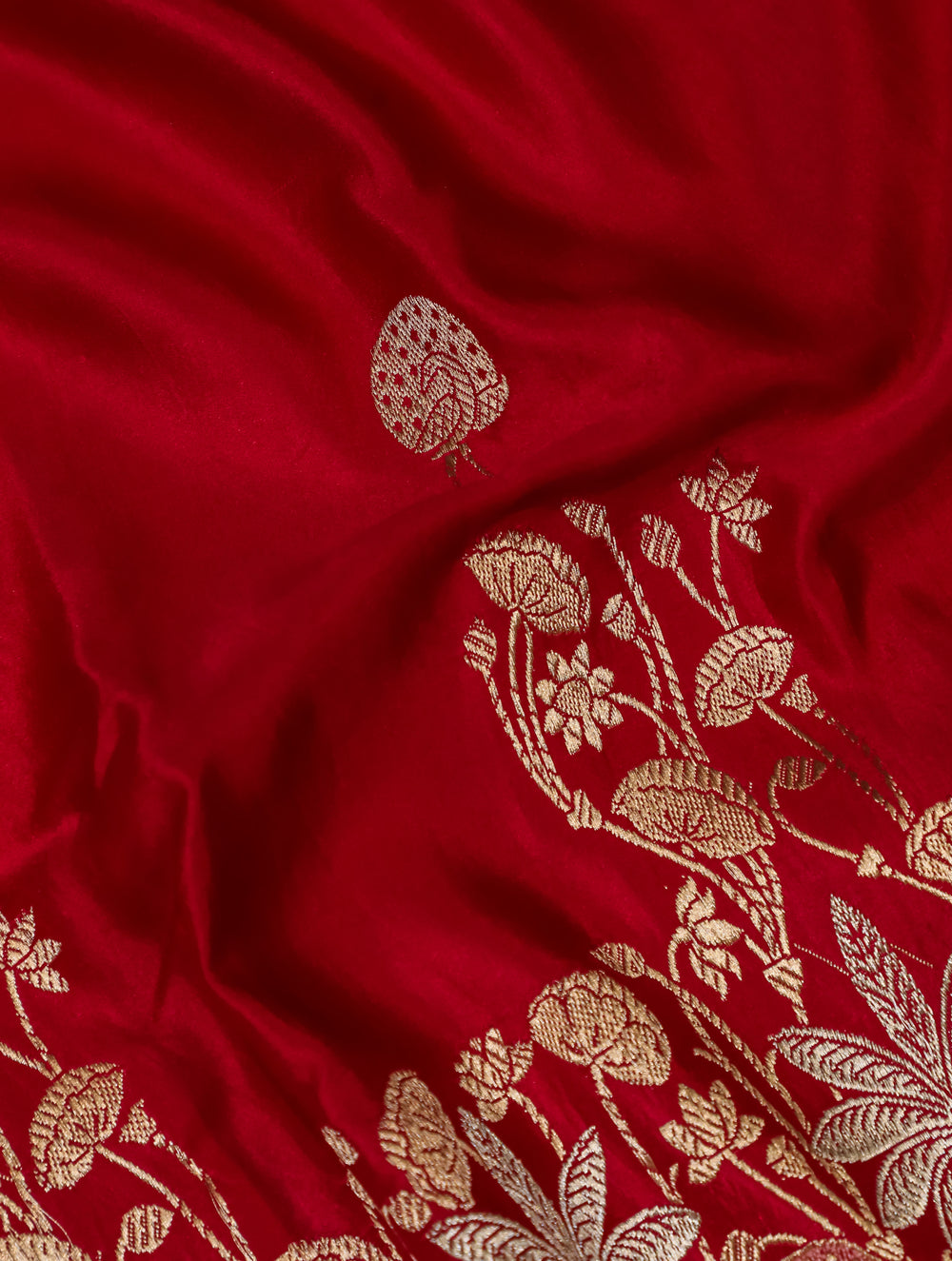 Handwoven Red Banarasi Muslin Silk Saree