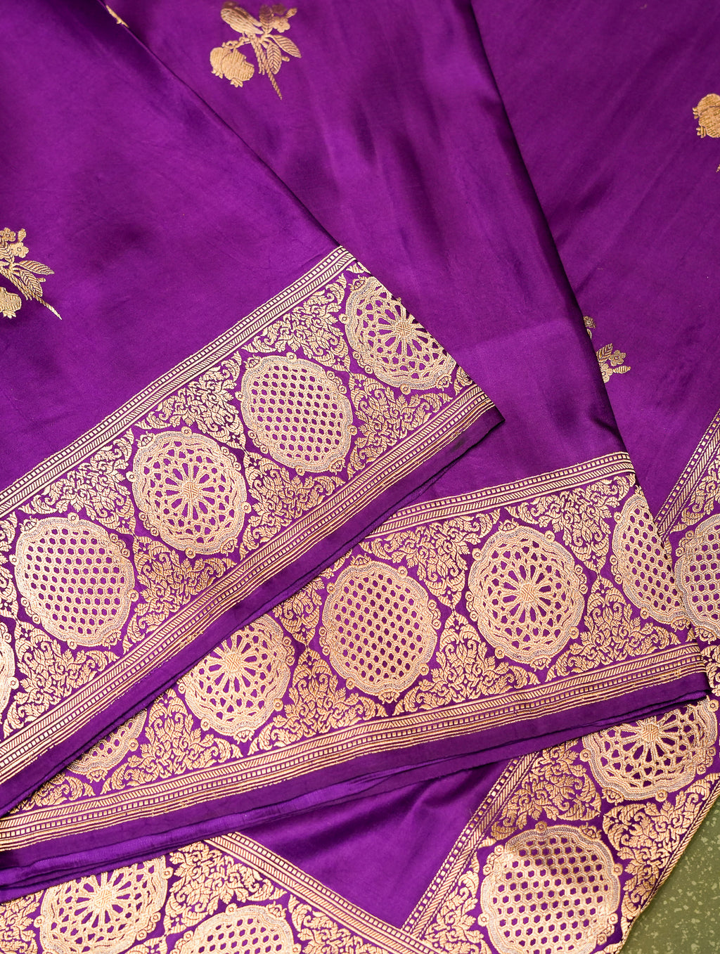 Handwoven Purple Banarasi Mashru Silk Saree