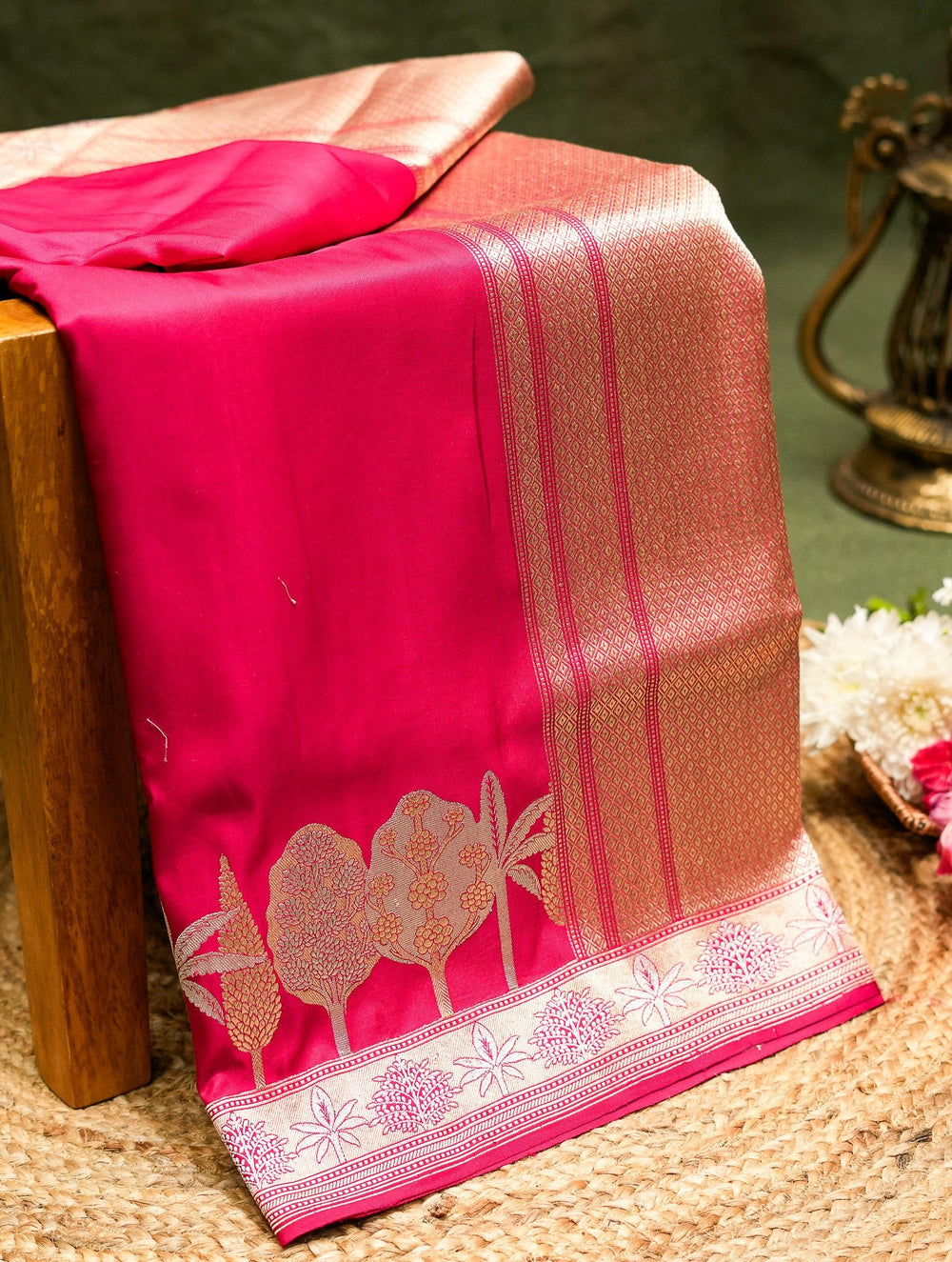 Handwoven Red Banarasi Katan Silk Saree