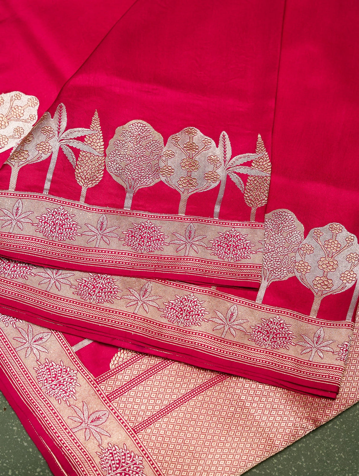 Handwoven Red Banarasi Katan Silk Saree