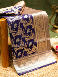 Handwoven Violet Banarasi Katan Silk Saree