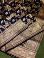 Handwoven Violet Banarasi Katan Silk Saree