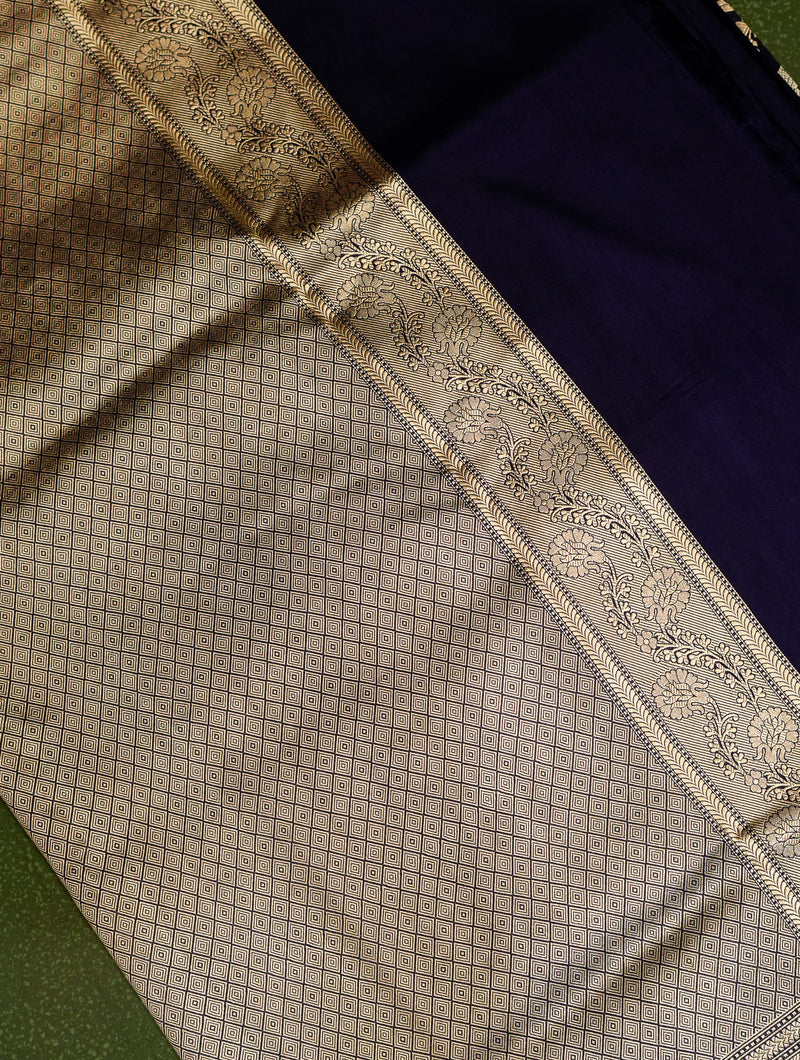 Handwoven Violet Banarasi Katan Silk Saree