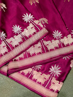 Handwoven Magenta Banarasi Mashru Silk Saree