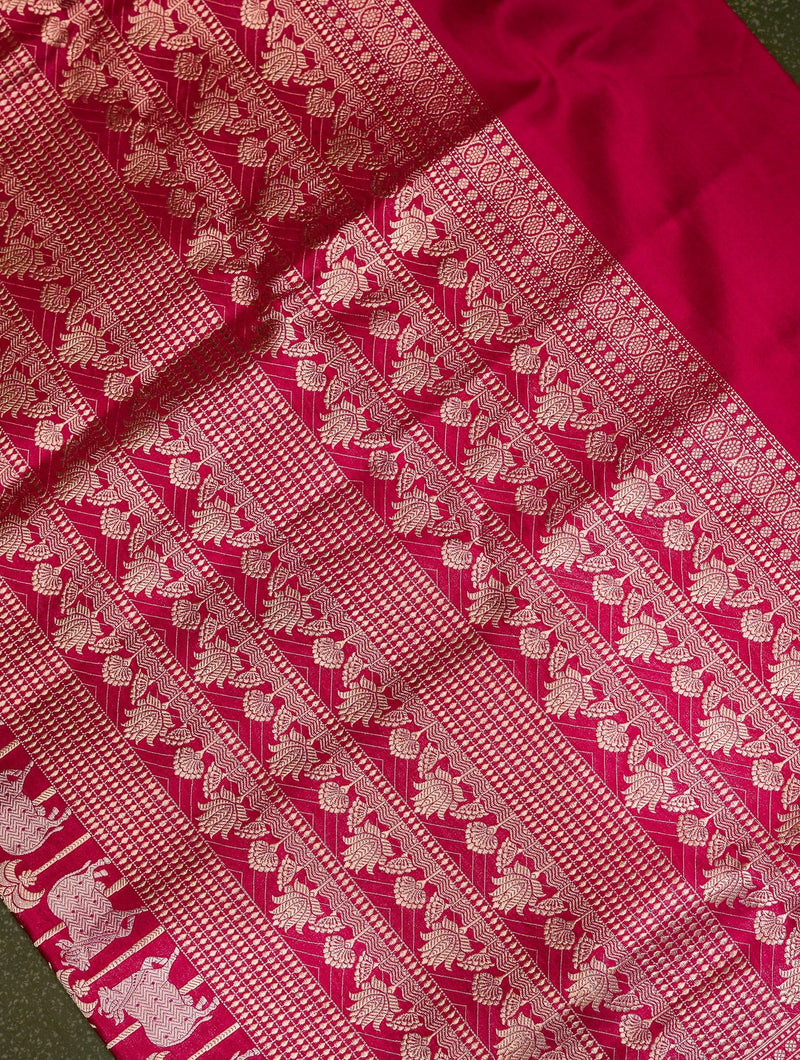 Handwoven Red Banarasi Katan Silk Saree