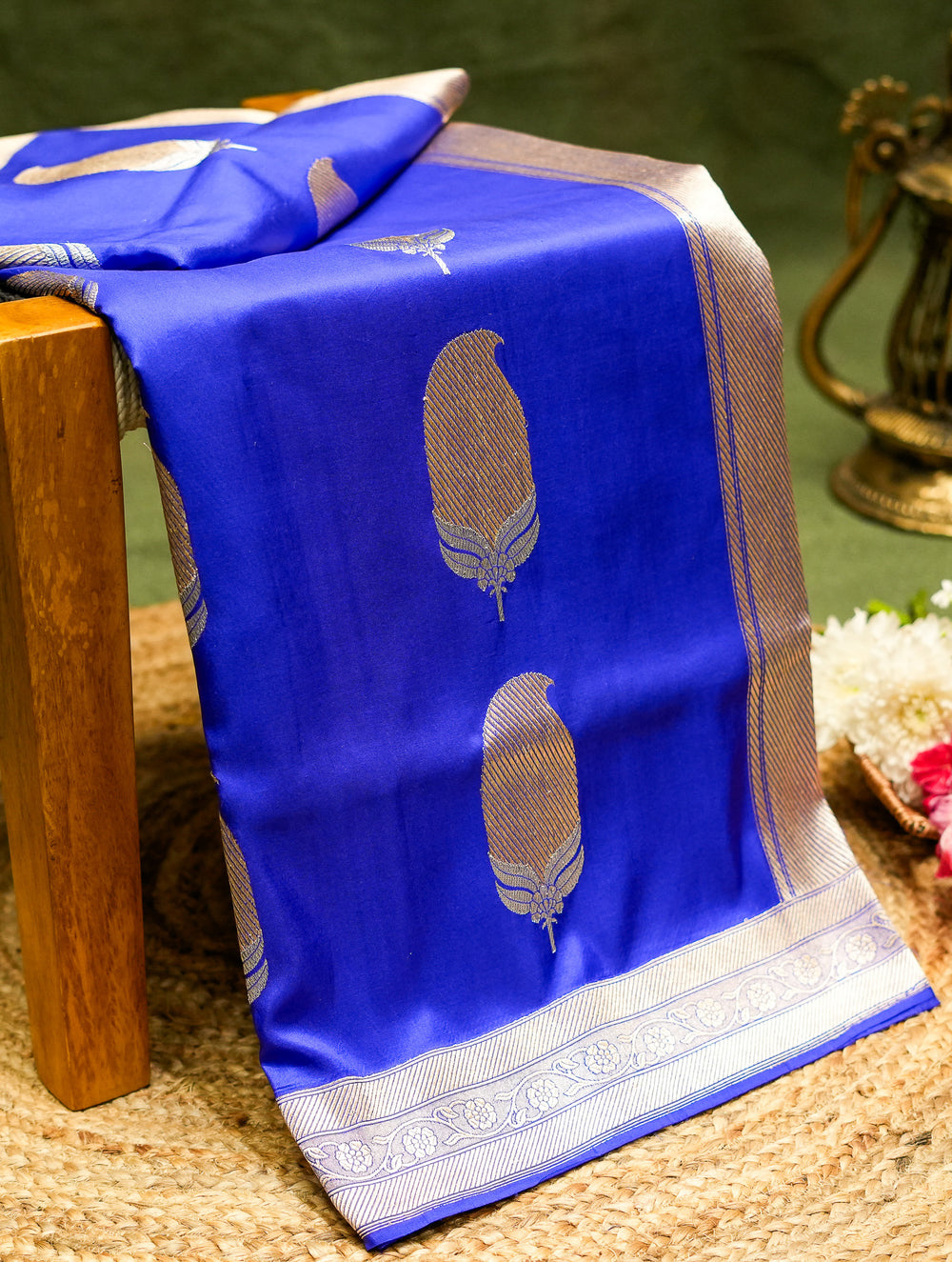 Handwoven Blue Banarasi Katan Silk Saree