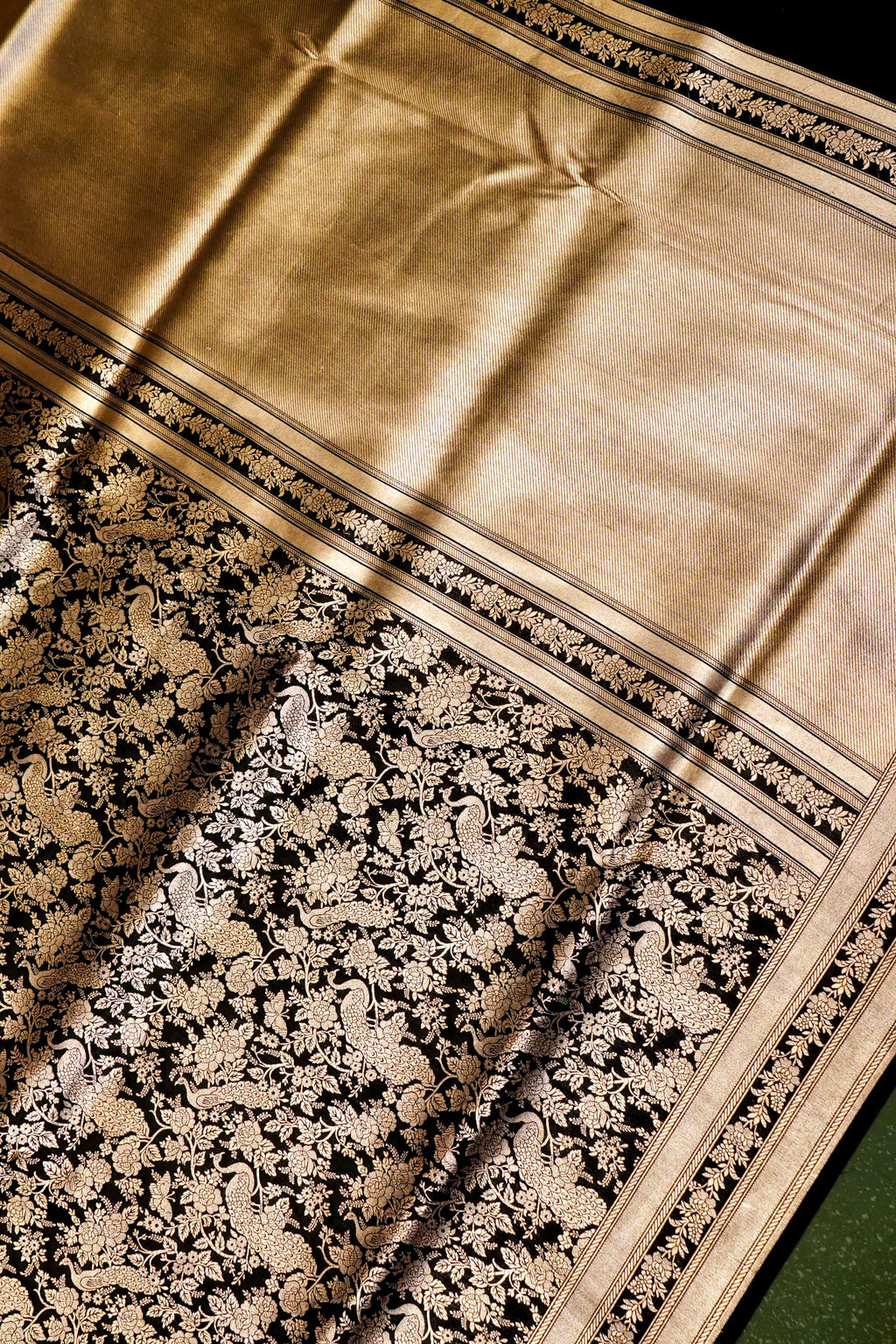 Handwoven Black Banarasi Katan Silk Saree