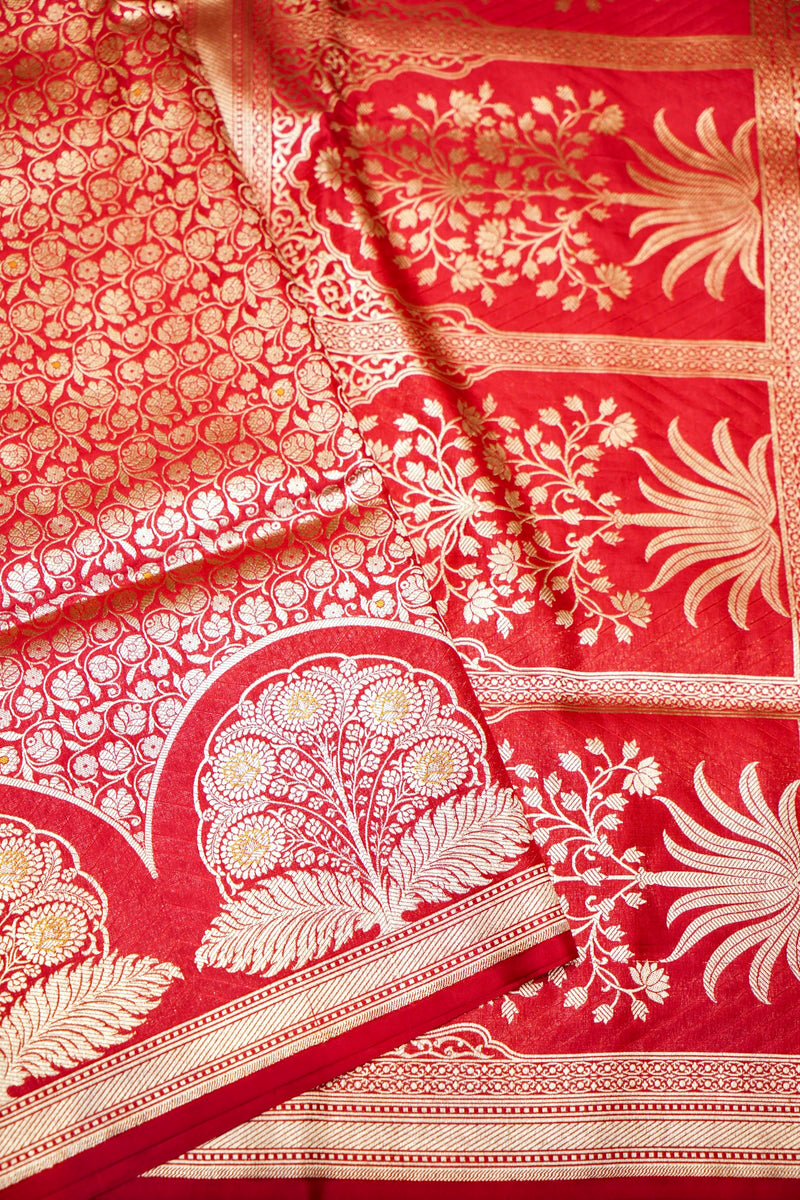 Handwoven Red Banarasi Katan Silk Saree