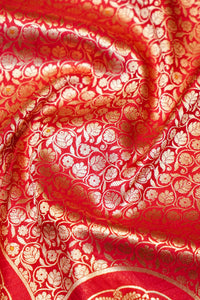 Handwoven Red Banarasi Katan Silk Saree