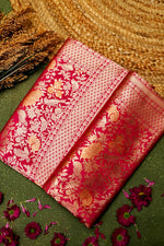 Handwoven Pink Banarasi Katan Silk Saree