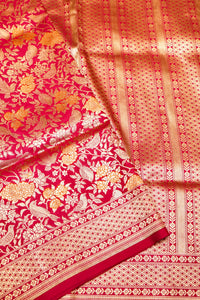 Handwoven Pink Banarasi Katan Silk Saree