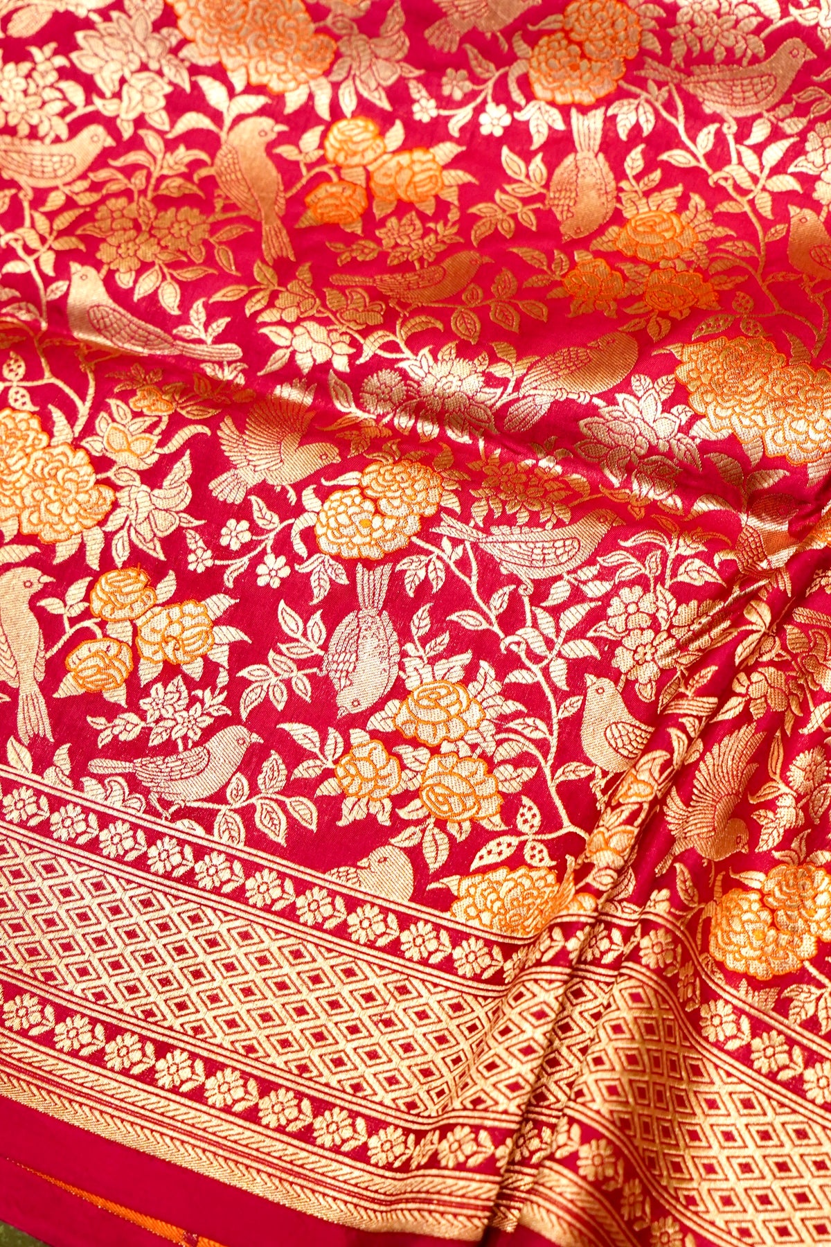 Handwoven Pink Banarasi Katan Silk Saree