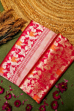 Handwoven Pink Banarasi Katan Silk Saree