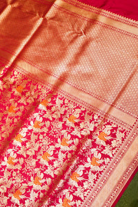 Handwoven Pink Banarasi Katan Silk Saree