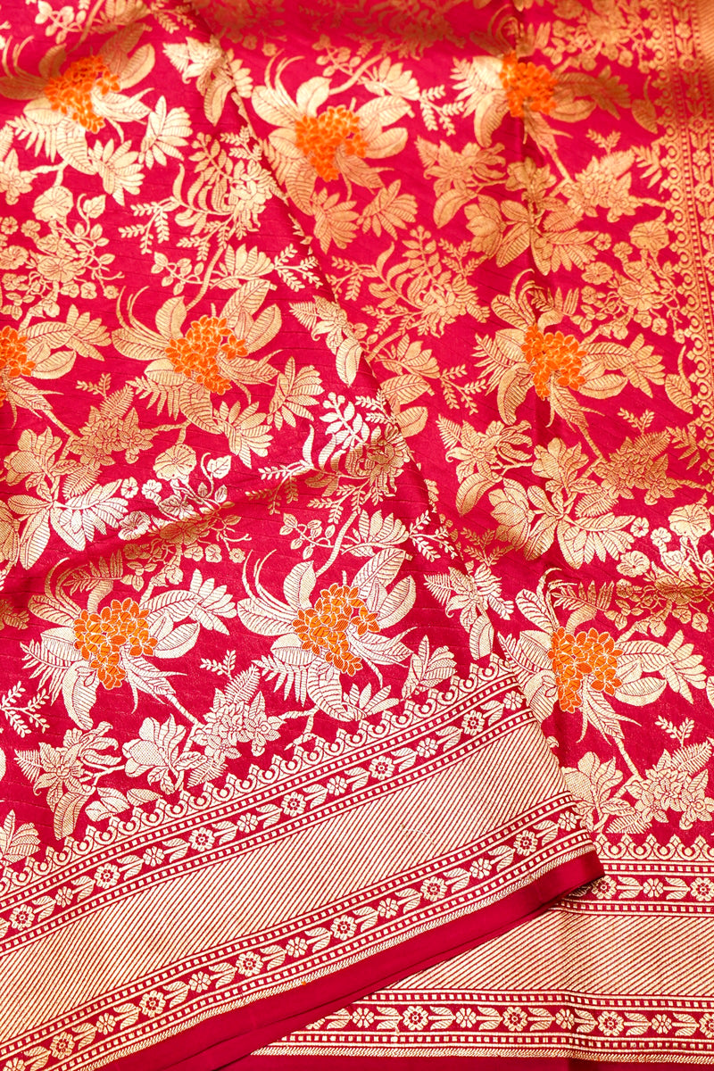 Handwoven Pink Banarasi Katan Silk Saree