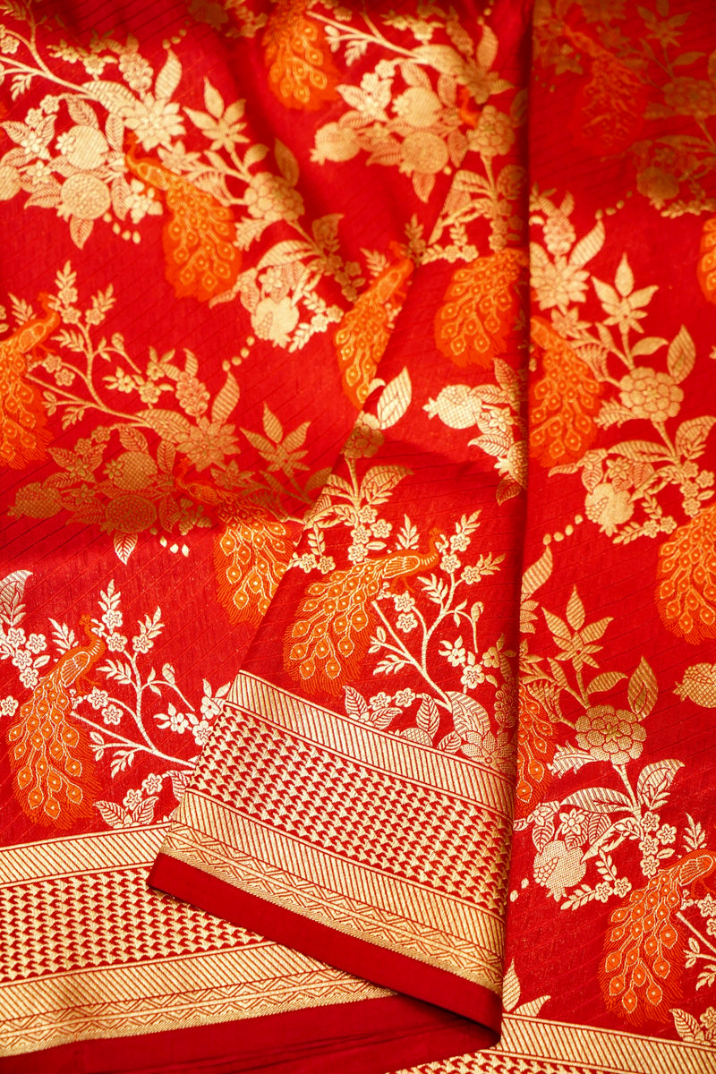 Handwoven Red Banarasi Katan Silk Saree