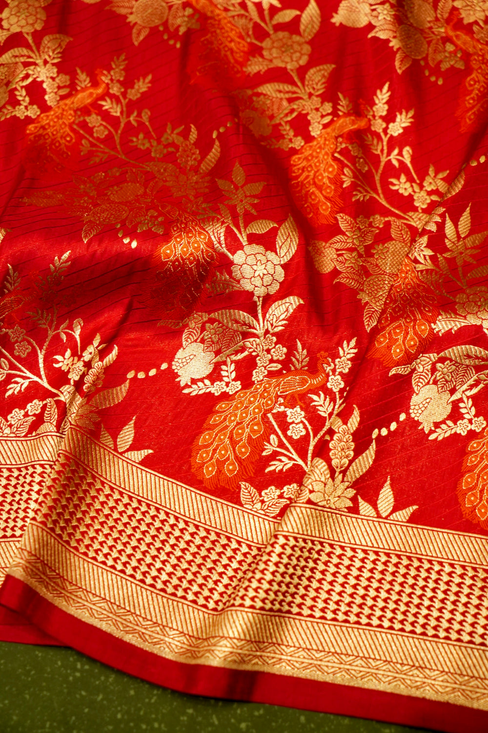 Handwoven Red Banarasi Katan Silk Saree