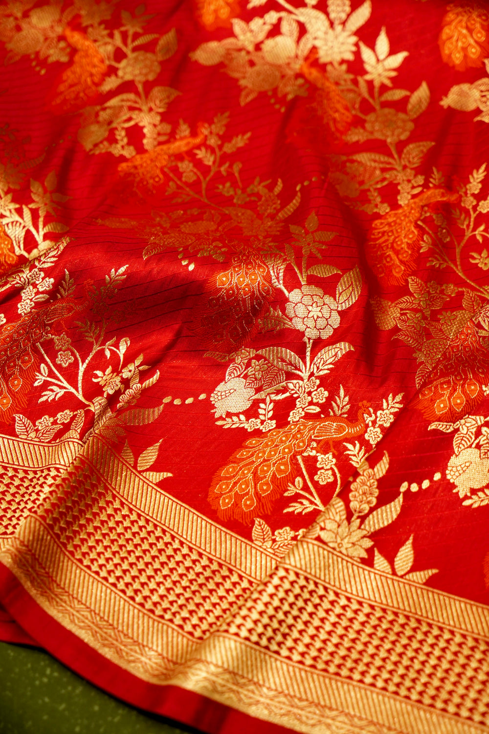 Handwoven Red Banarasi Katan Silk Saree