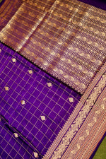 Handwoven Purple Banarasi Mashru Silk Saree