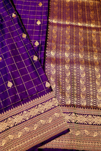 Handwoven Purple Banarasi Mashru Silk Saree