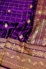 Handwoven Purple Banarasi Mashru Silk Saree