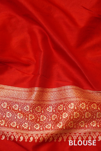 Gul|Handwoven Red Banarasi Katan Silk Saree