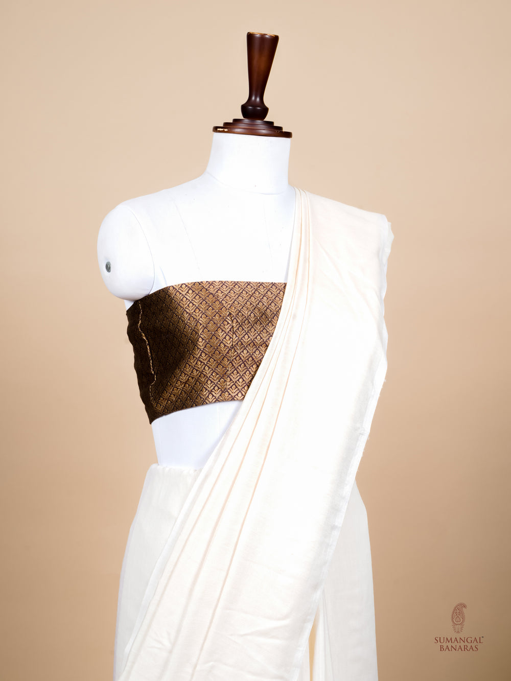 Handwoven White Banarasi Linen Tissue Silk Saree