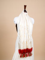 Handwoven White Banarasi Linen Tissue Silk Saree