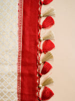 Handwoven White Banarasi Linen Tissue Silk Saree