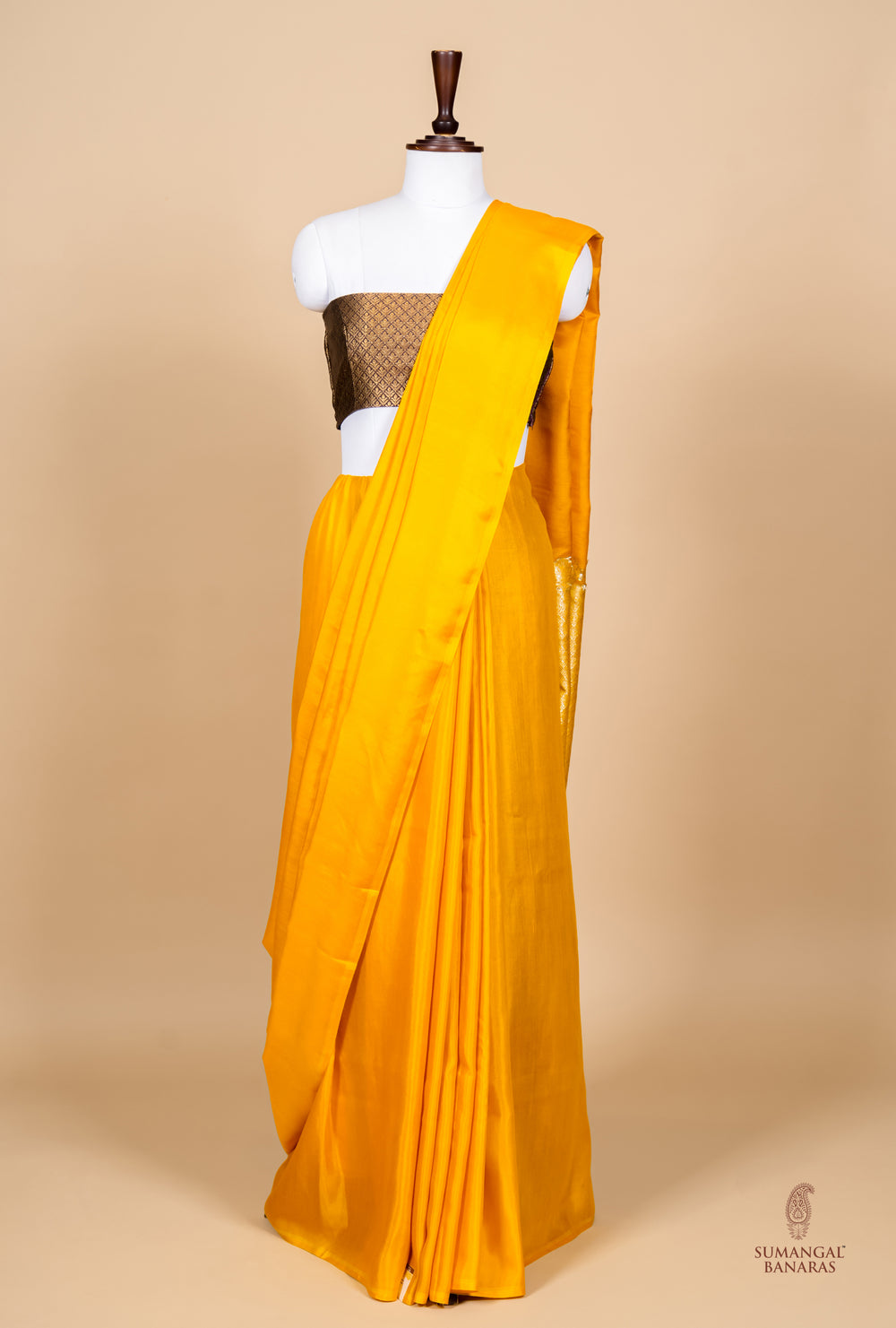 Handwoven Yellow Banarasi Moonga Soft Silk Saree