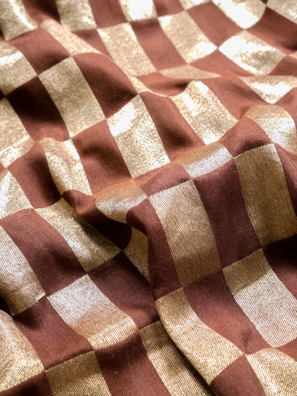 Handwoven Brown Banarasi Moonga Tissue Silk Saree