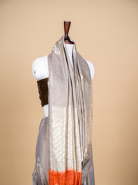 Handwoven Grey Banarasi Tissue Linen Silk Saree