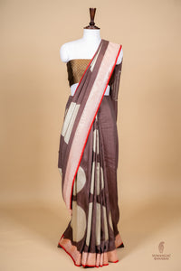 Handwoven Brown Banarasi Moonga Georgette Saree