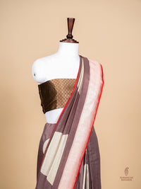 Handwoven Brown Banarasi Moonga Georgette Saree