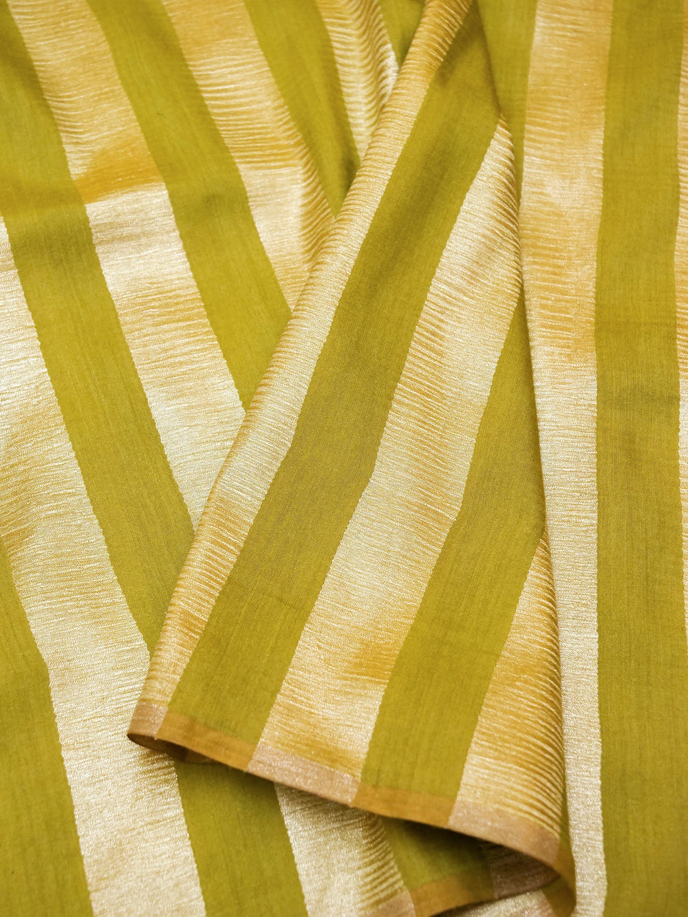 Handwoven Olive Green Banarasi Tussar Silk Saree