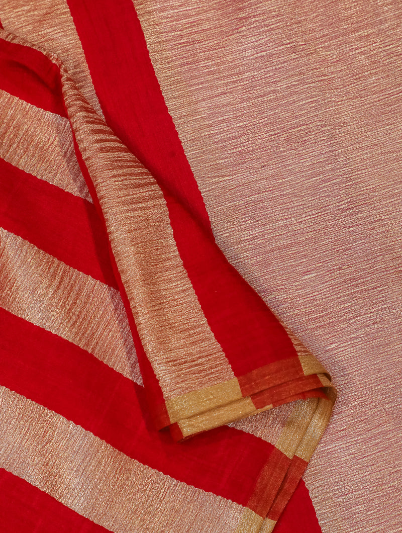 Handwoven Red Banarasi Muslin Silk Saree