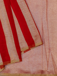 Handwoven Red Banarasi Muslin Silk Saree