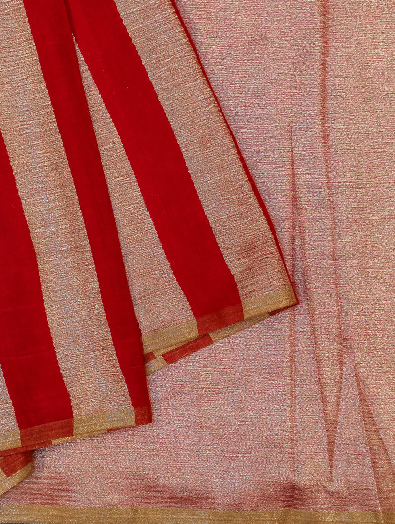 Handwoven Red Banarasi Muslin Silk Saree